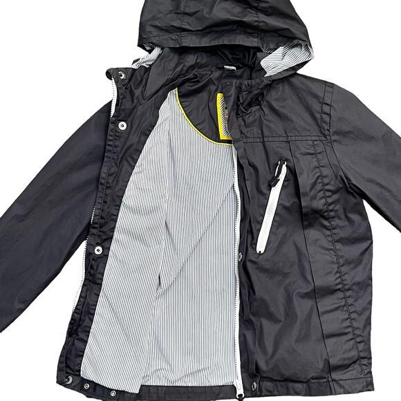 Zara Kids Hooded Jacket Sz 7 8 Full Zip Black Striped Lining Lightweight Outdoor - Picture 4 of 10